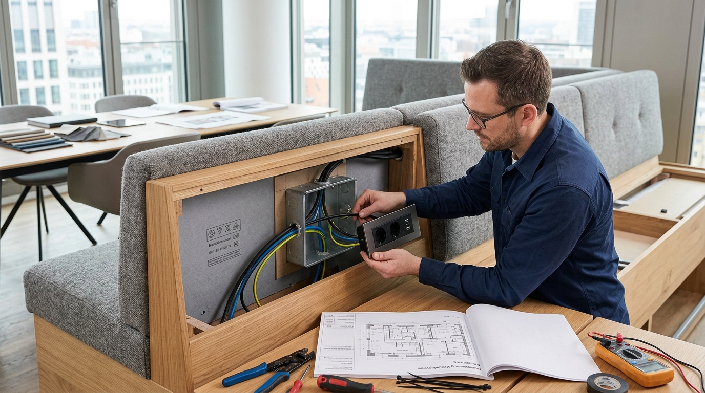 Redaktionelles Titelbild zum Beitrag: Elektro-Integration in Sitzbänken: Brandschutz und technische Anforderungen
