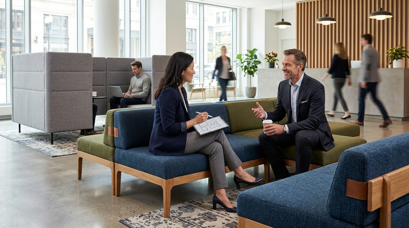 Redaktionelles Titelbild zum Beitrag: Strategische Dimensionierung von Lounge-Sitzsystemen in der Hotellerie