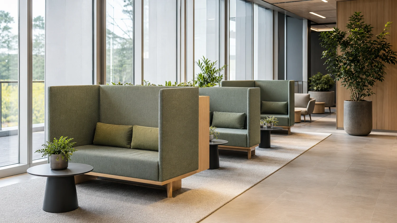 Redaktionelles Titelbild zum Beitrag: Loungebänke in Wartezonen: Privatsphäre, Durchsatz und robuste Polsterzonen planen